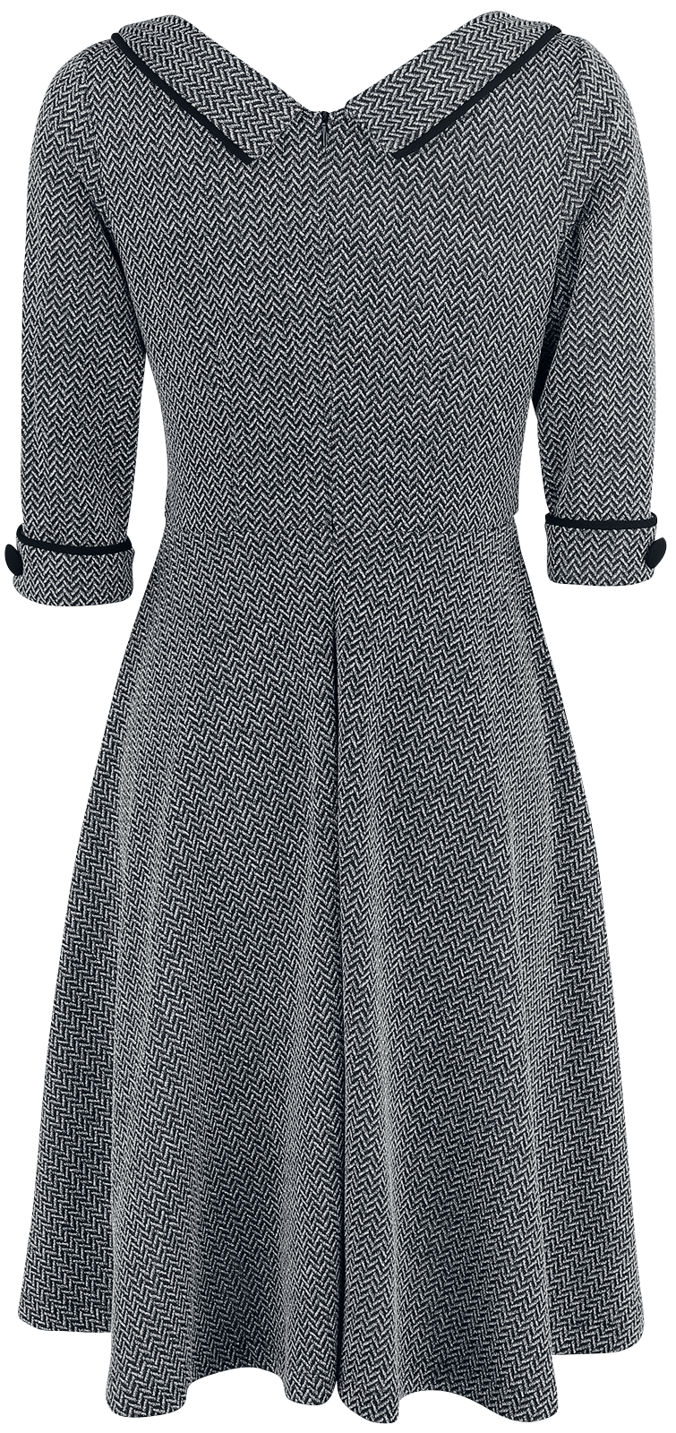 Robe mi-longue Rockabilly de Voodoo Vixen - Robe Évasée Macie Herringbone - S à 4XL - pour Femme - gris - Voodoo Vixen - View 2