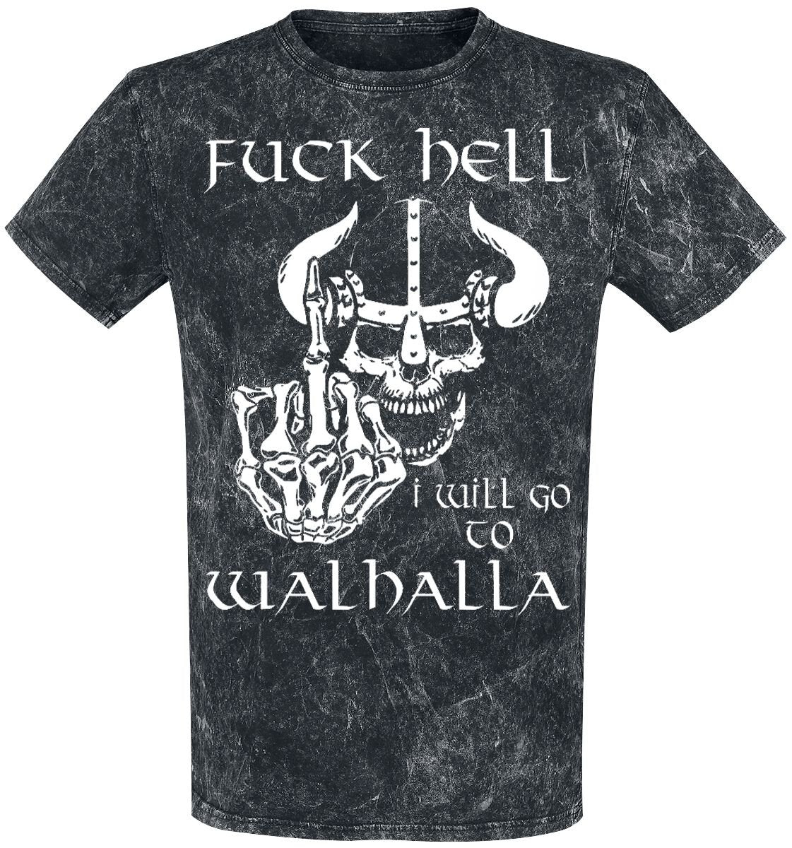 T-Shirt Manches courtes Fun de Slogans - Fuck Hell - I Will Go To Walhalla - M à 4XL - pour Homme - gris foncé - Slogans
