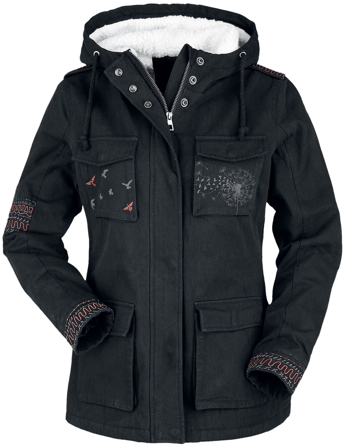 Veste d'hiver  de Full Volume by EMP - Manteau D'Hiver Imprimé & Broderies - S - pour Femme - noir - Full Volume by EMP