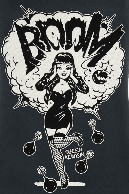 T-Shirt Manches courtes Rockabilly de Queen Kerosin - Boom - M à XXL - pour Femme - noir - Queen Kerosin - View 2