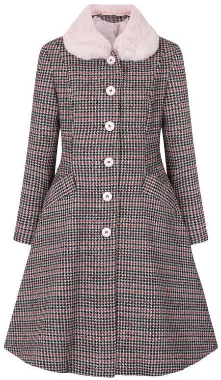 Manteaux Rockabilly de Hell Bunny - Manteau Watson - XS à XXL - pour Femme - noir/rose - hell bunny
