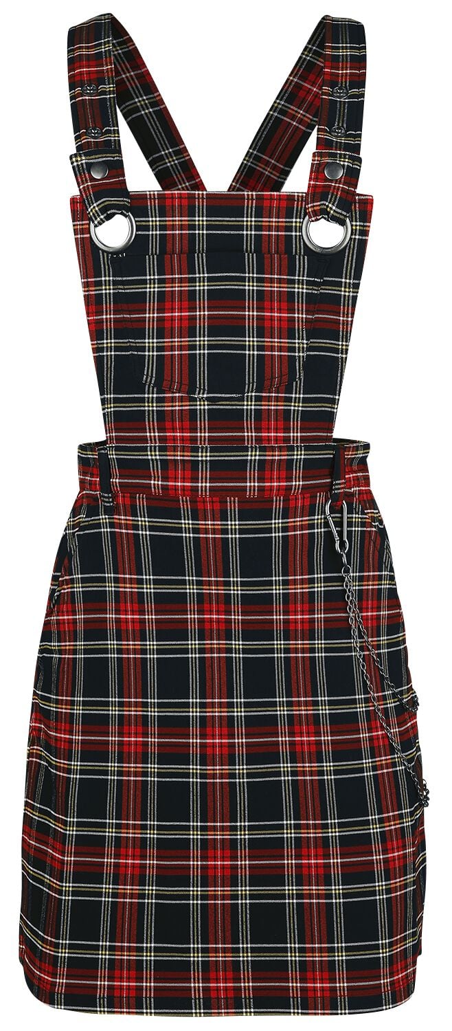 Robe mi-longue Gothic de Hell Bunny - Robe Salopette Clash - XS à XL - pour Femme - noir/rouge - hell bunny