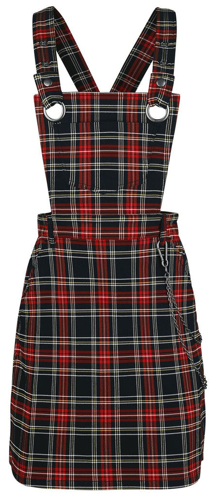 Robe mi-longue Gothic de Hell Bunny - Robe Salopette Clash - XS à XL - pour Femme - noir/rouge - hell bunny