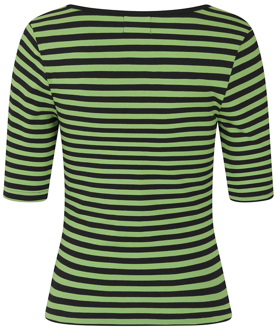 T-shirt manches longues Rockabilly de Hell Bunny - Haut Warlock - XS à XL - pour Femme - vert/noir - hell bunny - View 2