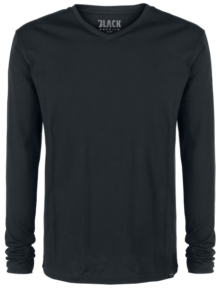 T-shirt manches longues  de Black Premium by EMP - Lot De Deux Hauts Noirs Manches-Longues Ras-Du-COu & Col En V - S à 5XL - pour Homme - noir - Black Premium by EMP - View 2
