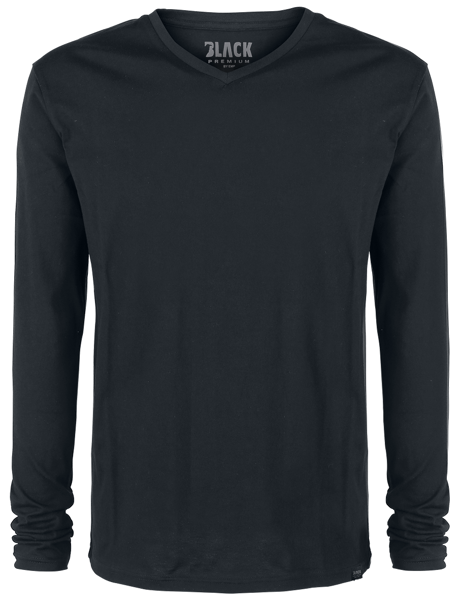 T-shirt manches longues  de Black Premium by EMP - Lot De Deux Hauts Noirs Manches-Longues Ras-Du-COu & Col En V - S à 5XL - pour Homme - noir - Black Premium by EMP - View 2