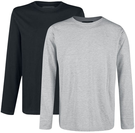T-shirt manches longues Gothic de RED by EMP - Hauts Manches Longues Noir & Gris Ras-Du-Cou - Lot De 2 - S à 4XL - pour Homme - noir/gris - RED by EMP