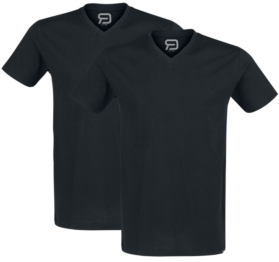 T-Shirt Manches courtes  de RED by EMP - Lot De Deux T-Shirts Col En V - M à 5XL - pour Homme - noir - RED by EMP