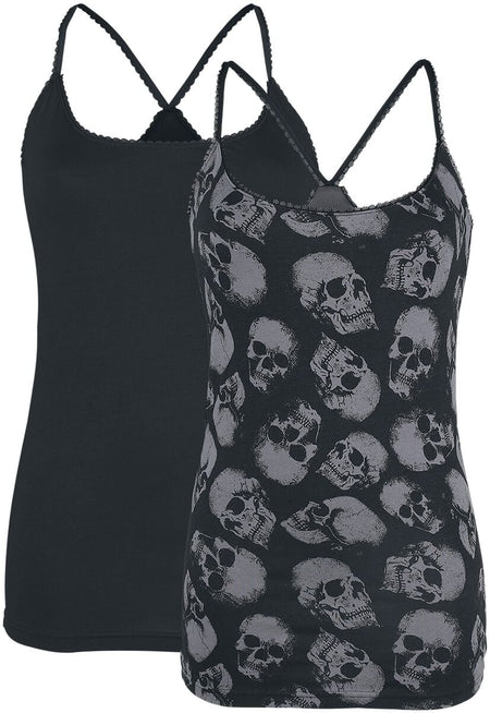 Top  de Black Premium by EMP - Lot De Deux Haut Ras-Du-Cou - S à 3XL - pour Femme - noir/gris - Black Premium by EMP