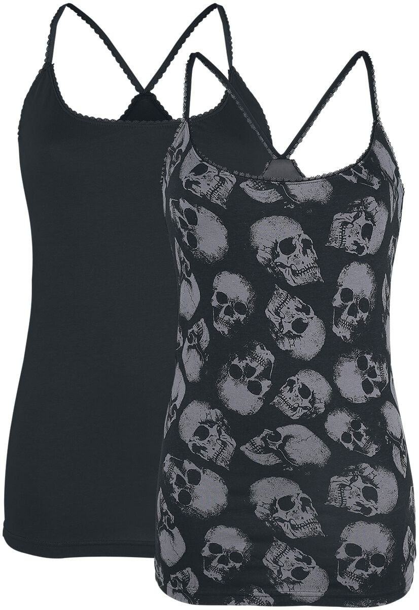 Top  de Black Premium by EMP - Lot De Deux Haut Ras-Du-Cou - S à 5XL - pour Femme - noir/gris - Black Premium by EMP