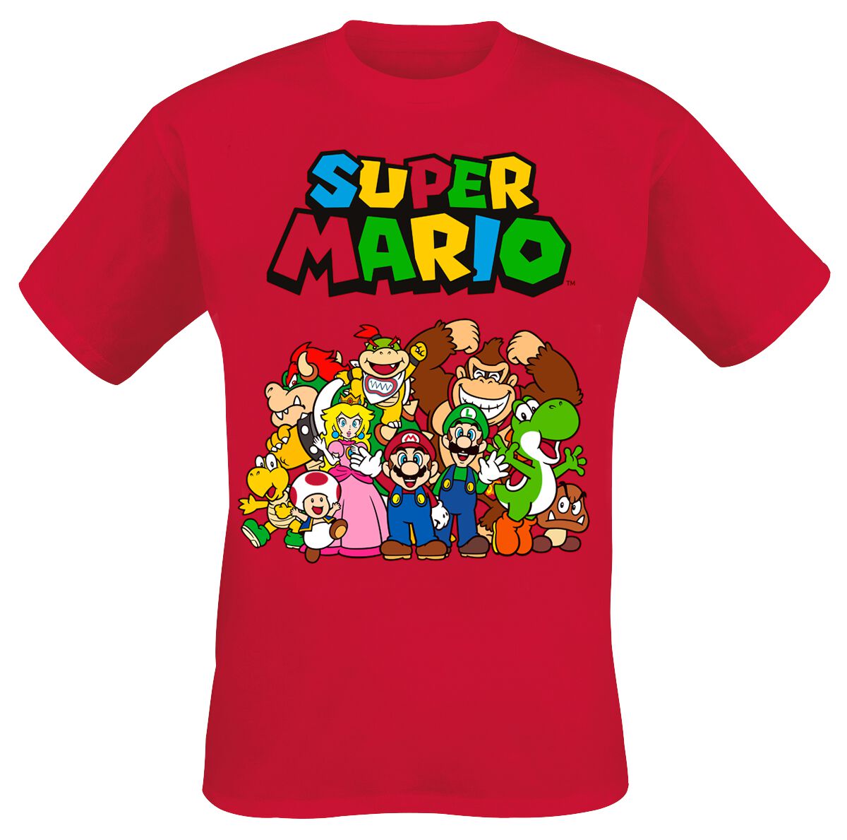 T-Shirt Manches courtes Gaming de Super Mario - Photo De Groupe - S à XXL - pour Homme - rouge - Super Mario