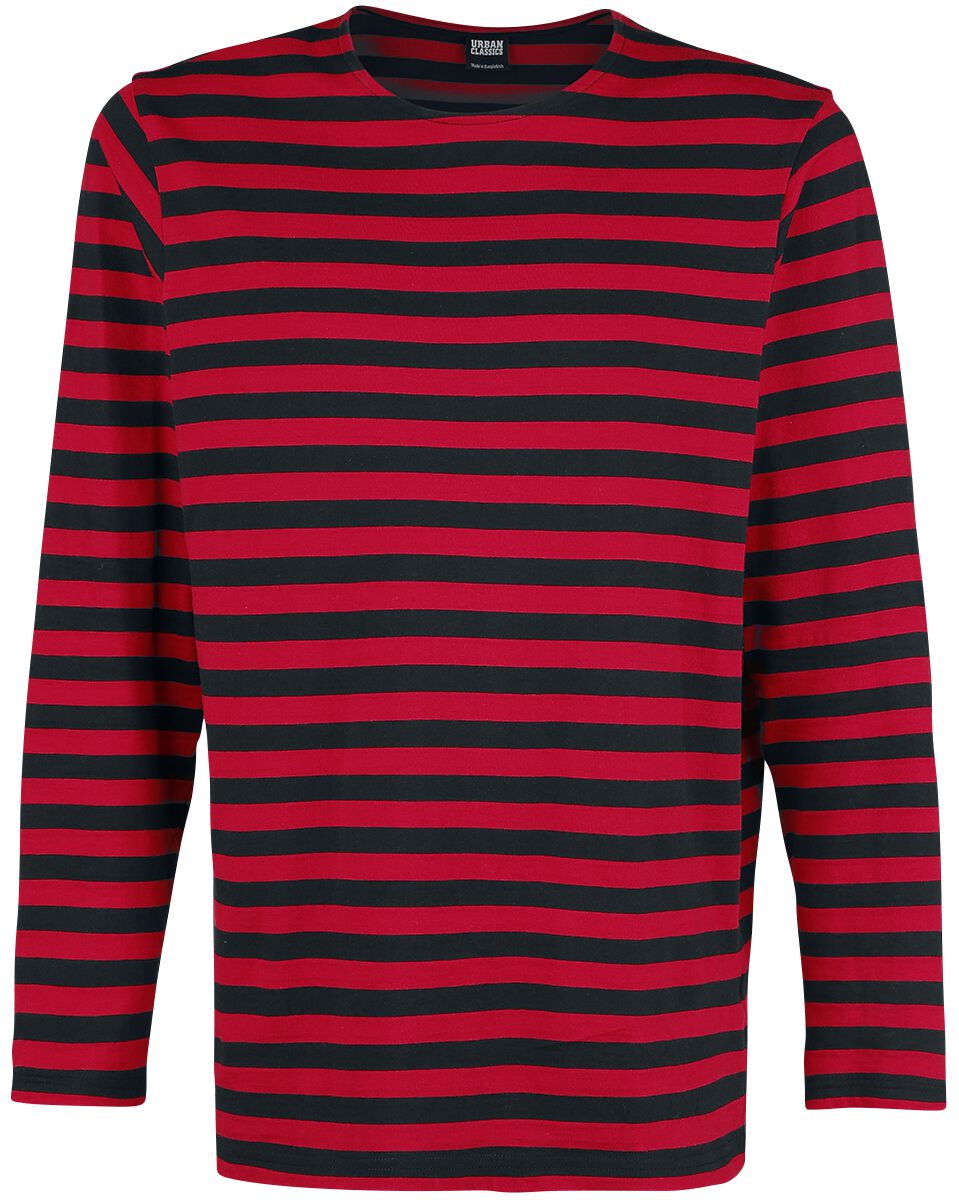 T-shirt manches longues  de Urban Classics - Haut Manches Longues Rayé - S à XXL - pour Homme - rouge/noir - Urban Classics