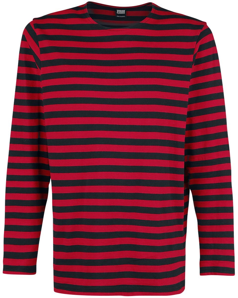 T-shirt manches longues  de Urban Classics - Haut Manches Longues Rayé - S à XXL - pour Homme - rouge/noir - Urban Classics