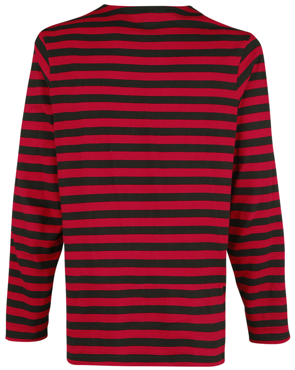T-shirt manches longues  de Urban Classics - Haut Manches Longues Rayé - S à XXL - pour Homme - rouge/noir - Urban Classics - View 2
