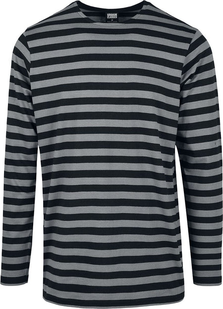 T-shirt manches longues  de Urban Classics - Haut Manches Longues Rayé - S à XXL - pour Homme - gris/noir - Urban Classics