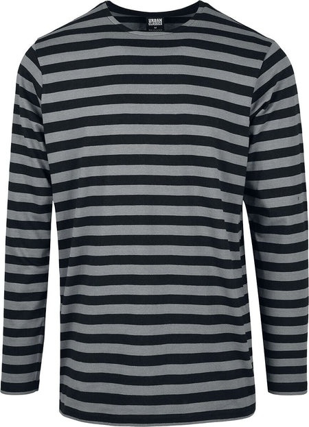 T-shirt manches longues  de Urban Classics - Haut Manches Longues Rayé - S à XXL - pour Homme - gris/noir - Urban Classics