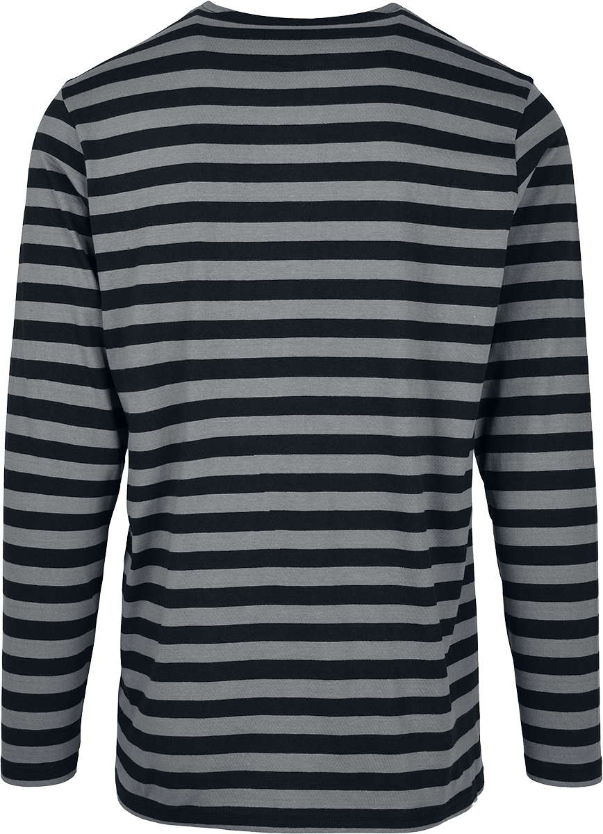 T-shirt manches longues  de Urban Classics - Haut Manches Longues Rayé - S à XXL - pour Homme - gris/noir - Urban Classics - View 2
