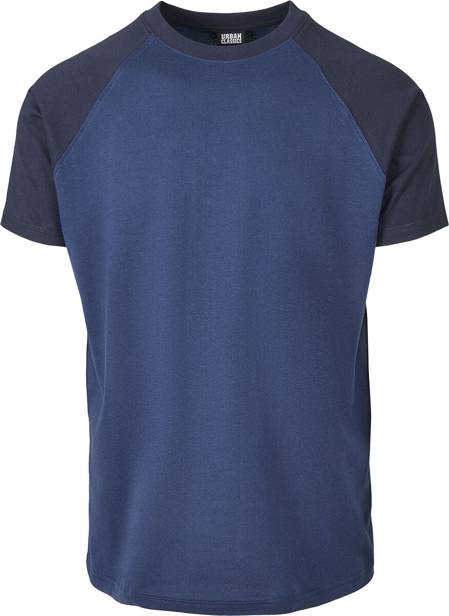 T-Shirt Manches courtes  de Urban Classics - T-Shirt Raglan Contrast - S à M - pour Homme - bleu/bleu foncé - Urban Classics