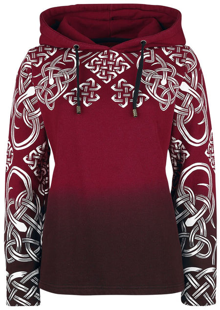 Sweat-shirt à capuche  de Black Premium by EMP - Sweat À Capuche Imprimé Celtique - S à XXL - pour Femme - noir/rouge - Black Premium by EMP
