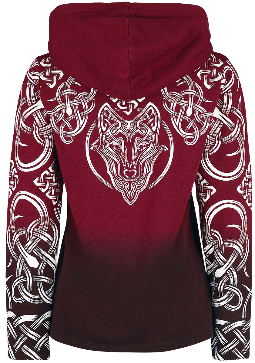 Sweat-shirt à capuche  de Black Premium by EMP - Sweat À Capuche Imprimé Celtique - S à XXL - pour Femme - noir/rouge - Black Premium by EMP - View 2