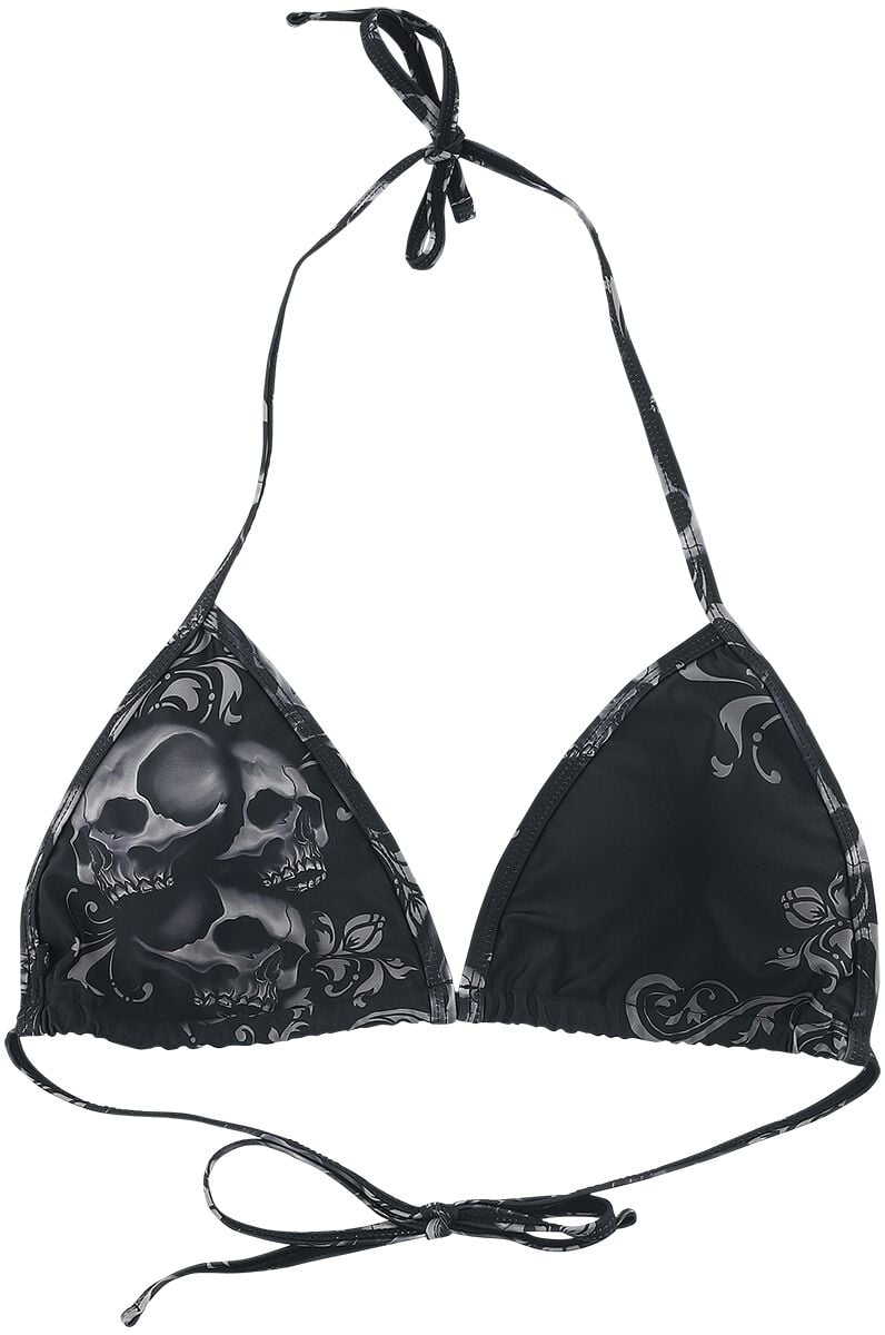 Haut de bikini  de Black Premium by EMP - Haut De Bikini Triangle Imprimé Crâne - L à XL - pour Femme - noir - Black Premium by EMP