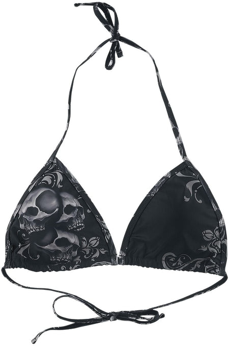 Haut de bikini  de Black Premium by EMP - Haut De Bikini Triangle Imprimé Crâne - L à XL - pour Femme - noir - Black Premium by EMP