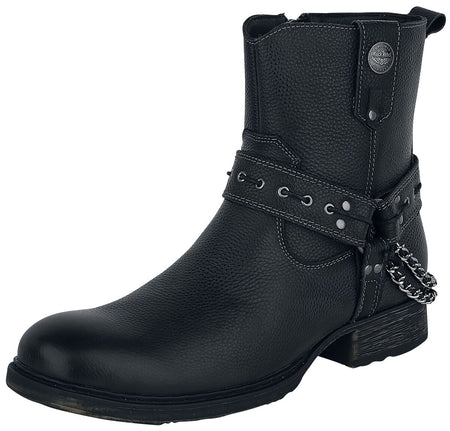 Bottes de motard  de Rock Rebel by EMP - Bottines Motard Noires Avec Sangles & Chaînes - EU40 à EU46 - pour Homme - noir - Rock Rebel by EMP