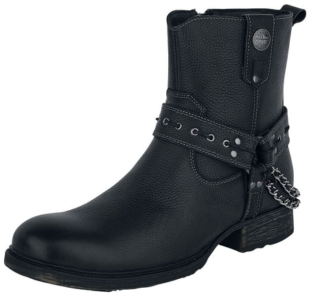 Bottes de motard  de Rock Rebel by EMP - Bottines Motard Noires Avec Sangles & Chaînes - EU40 à EU46 - pour Homme - noir - Rock Rebel by EMP