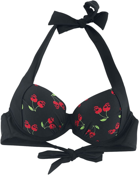 Haut de bikini  de Rock Rebel by EMP - Haut De Bikini Noir Avec Imprimé Rockabillly - S à XXL - pour Femme - noir - Rock Rebel by EMP