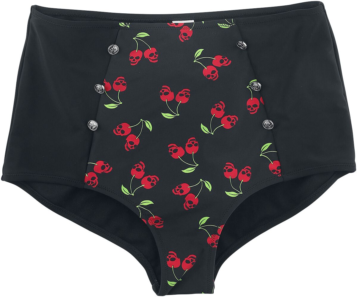 Bas de bikini  de Rock Rebel by EMP - Bas De Bikini Noir Imprimé Rockabilly & Boutons - S à L - pour Femme - noir - Rock Rebel by EMP