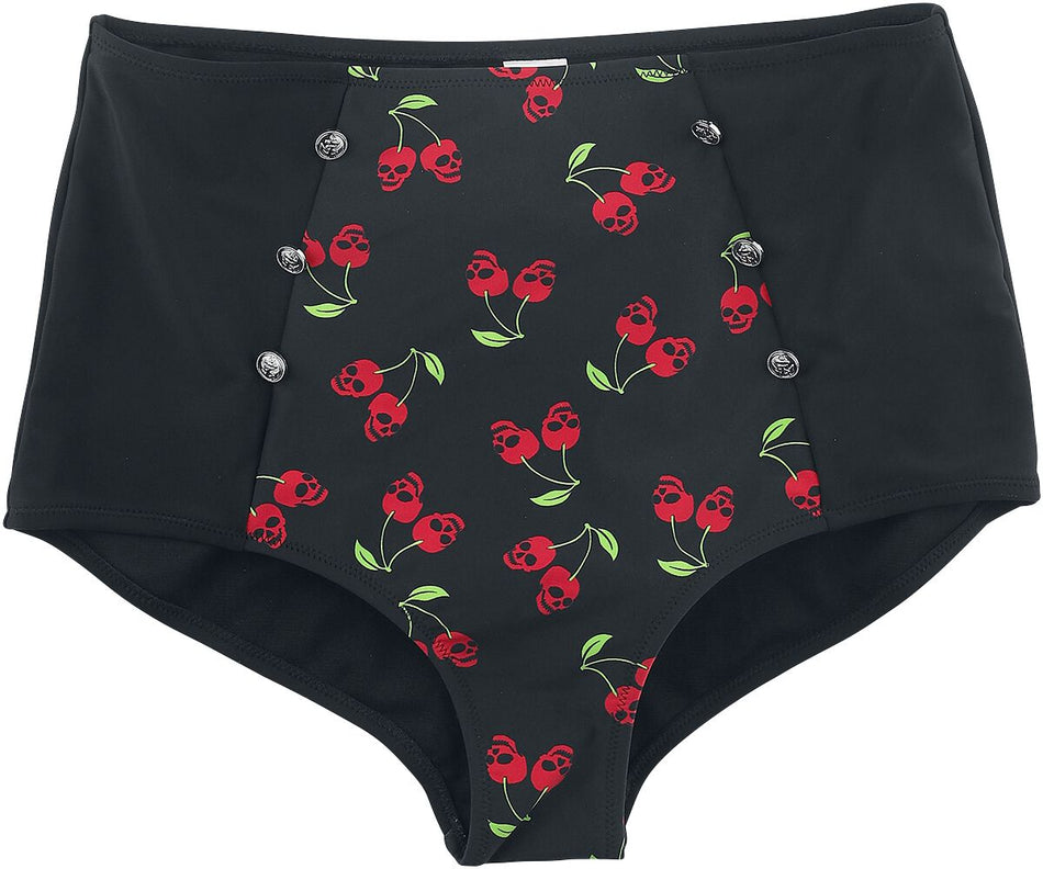Bas de bikini  de Rock Rebel by EMP - Bas De Bikini Noir Imprimé Rockabilly & Boutons - S à L - pour Femme - noir - Rock Rebel by EMP