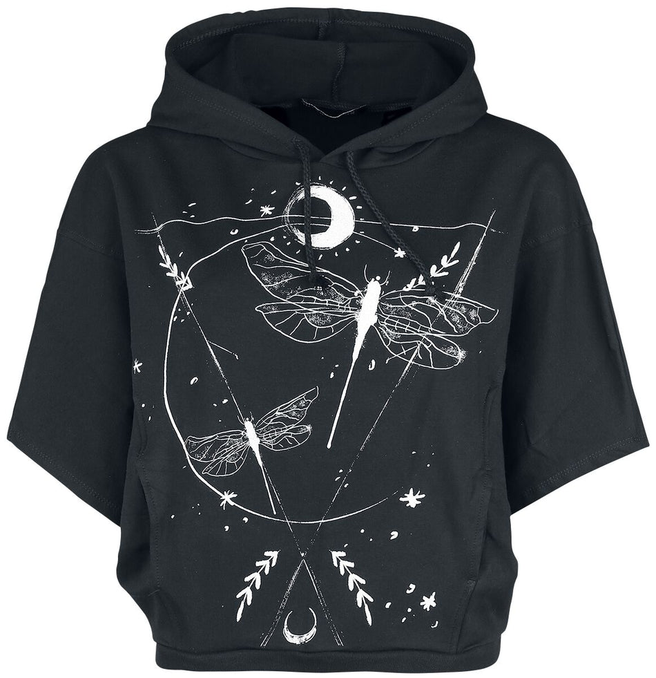 Sweat-shirt à capuche  de Outer Vision - Libellule - S à XXL - pour Femme - noir - Outer Vision