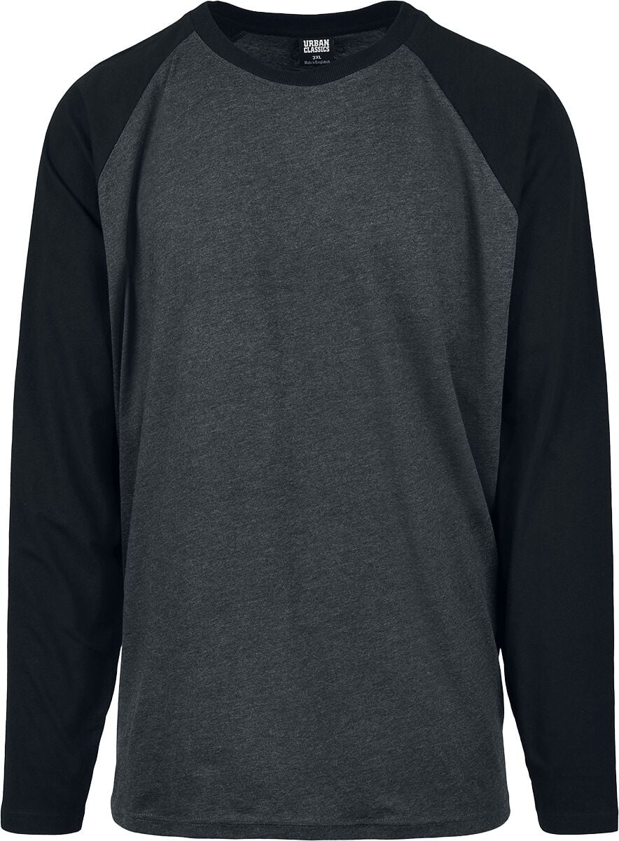 T-shirt manches longues  de Urban Classics - Manches Longues Raglan Contrast - S à XXL - pour Homme - gris/anthracite - Urban Classics