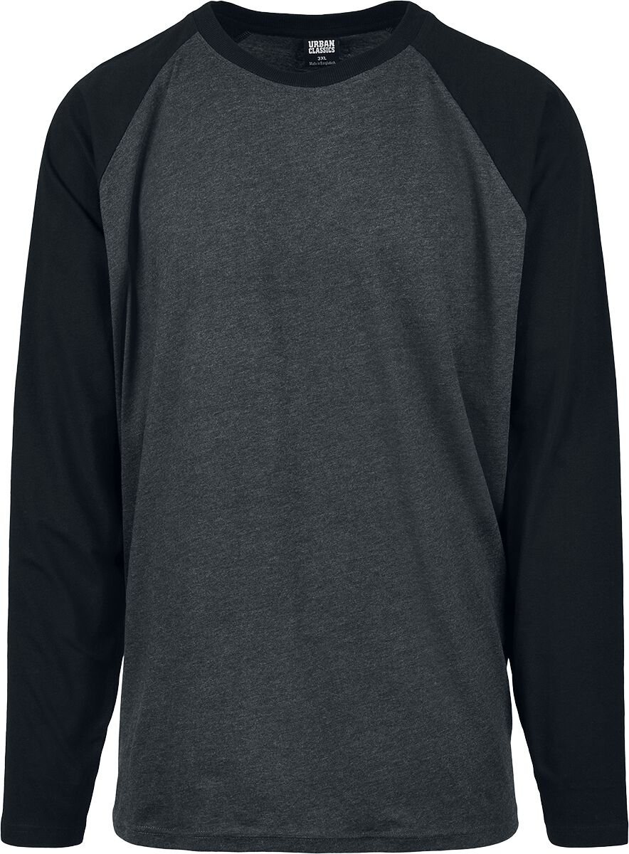 T-shirt manches longues  de Urban Classics - Manches Longues Raglan Contrast - S à XXL - pour Homme - gris/anthracite - Urban Classics