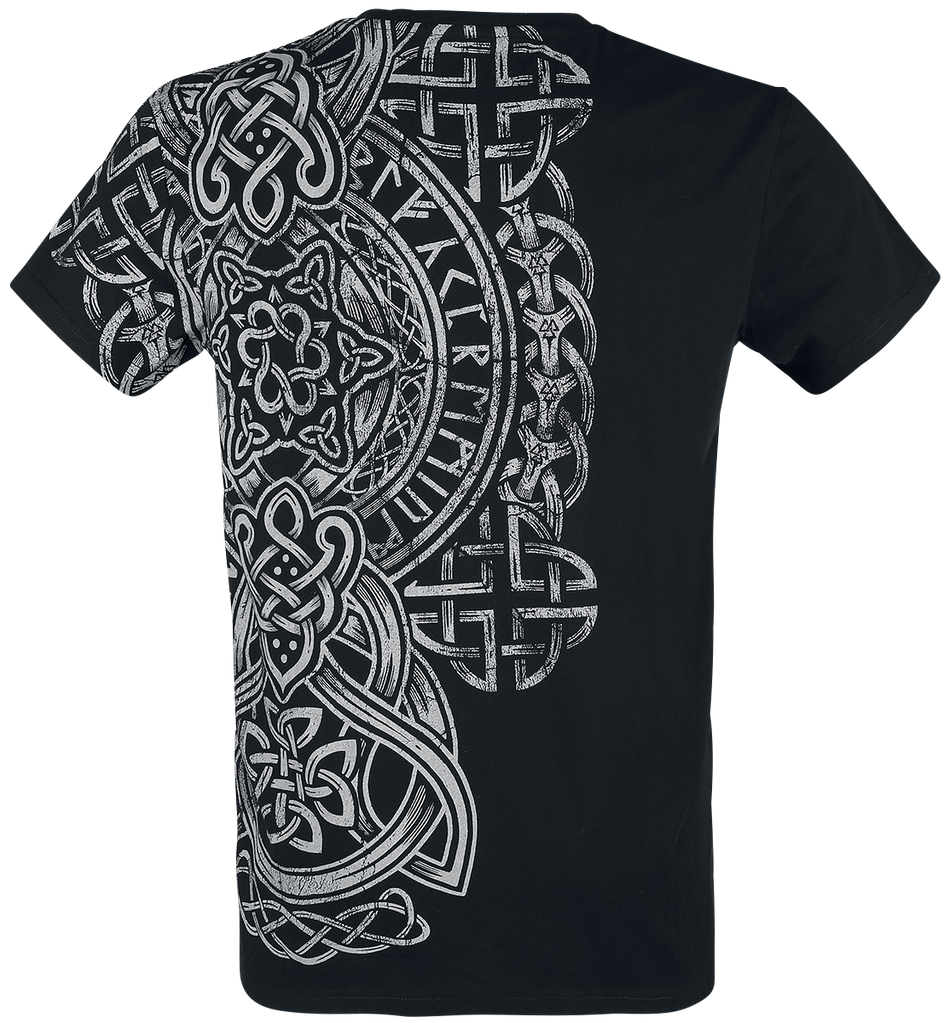 T-Shirt Manches courtes  de Black Premium by EMP - T-Shirt Noir Imprimé & Col En V - S à 5XL - pour Homme - noir - Black Premium by EMP - View 2