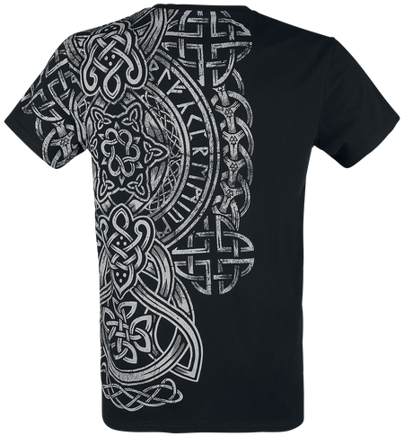T-Shirt Manches courtes  de Black Premium by EMP - T-Shirt Noir Imprimé & Col En V - S à 5XL - pour Homme - noir - Black Premium by EMP - View 2