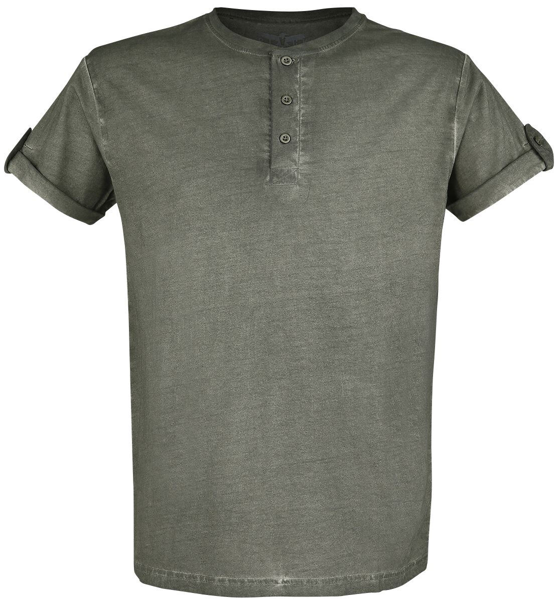 T-Shirt Manches courtes  de Black Premium by EMP - T-Shirt Vert Boutonné Avec Manches Retroussées - L à 5XL - pour Homme - vert - Black Premium by EMP