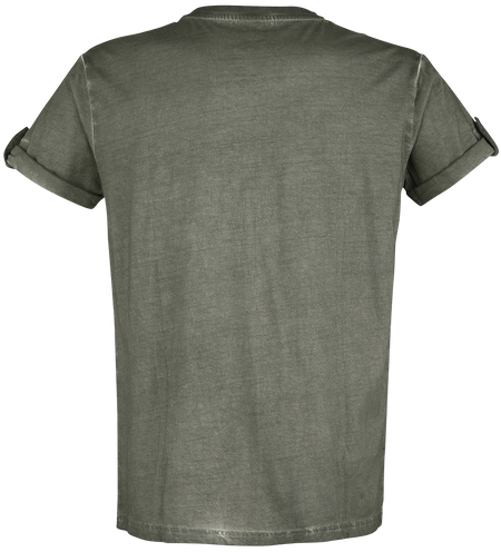 T-Shirt Manches courtes  de Black Premium by EMP - T-Shirt Vert Boutonné Avec Manches Retroussées - XL à 5XL - pour Homme - vert - Black Premium by EMP - View 2