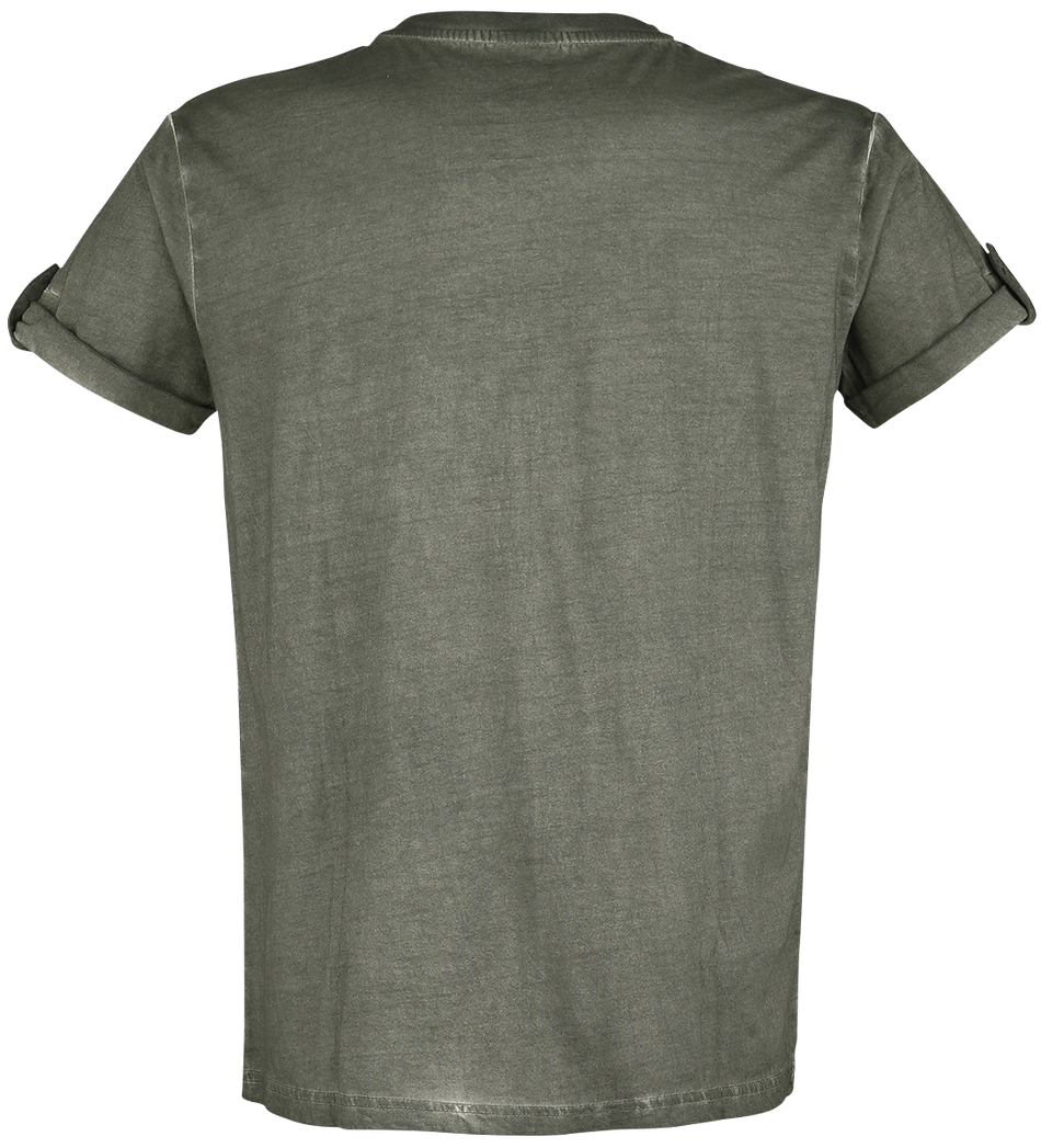 T-Shirt Manches courtes  de Black Premium by EMP - T-Shirt Vert Boutonné Avec Manches Retroussées - M à 5XL - pour Homme - vert - Black Premium by EMP - View 2