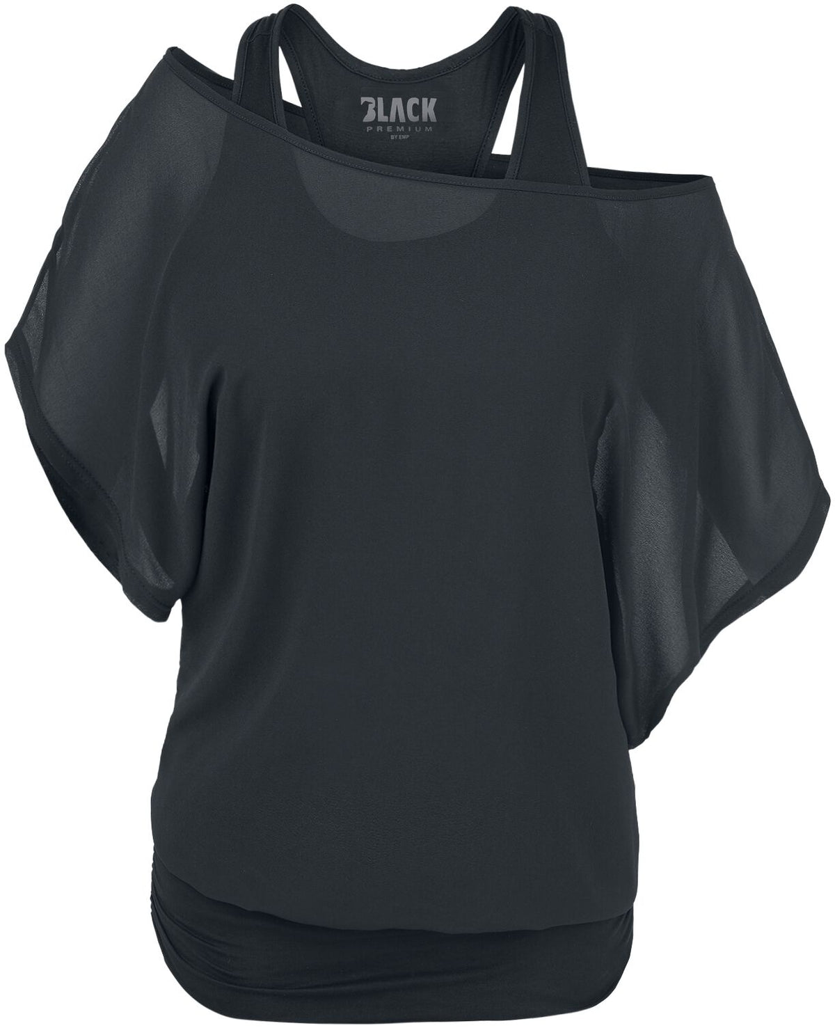 T-Shirt Manches courtes  de Black Premium by EMP - T-Shirt Noir Avec Manches Chauve-Souris - S à 4XL - pour Femme - noir - Black Premium by EMP