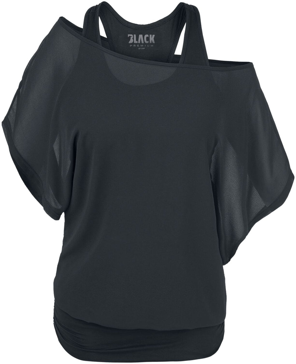 T-Shirt Manches courtes  de Black Premium by EMP - T-Shirt Noir Avec Manches Chauve-Souris - S à 5XL - pour Femme - noir - Black Premium by EMP