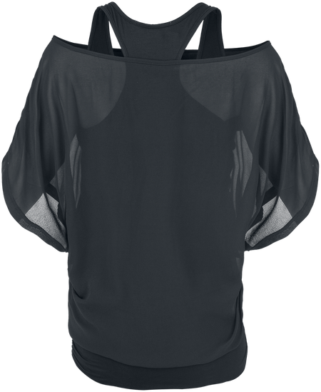 T-Shirt Manches courtes  de Black Premium by EMP - T-Shirt Noir Avec Manches Chauve-Souris - S à 5XL - pour Femme - noir - Black Premium by EMP - View 2