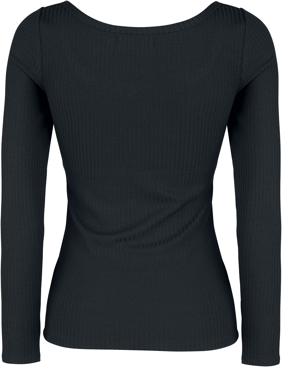 T-shirt manches longues  de Black Premium by EMP - Haut Manches Longues Noir Zippé Au Col - S à 5XL - pour Femme - noir - Black Premium by EMP - View 2