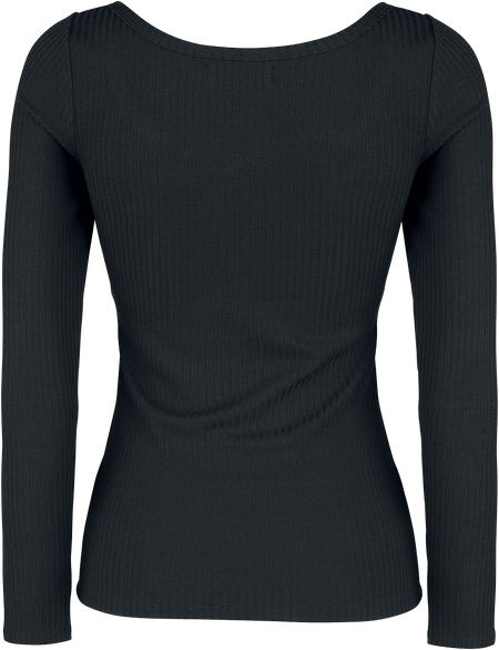 T-shirt manches longues  de Black Premium by EMP - Haut Manches Longues Noir Zippé Au Col - S à 5XL - pour Femme - noir - Black Premium by EMP - View 2