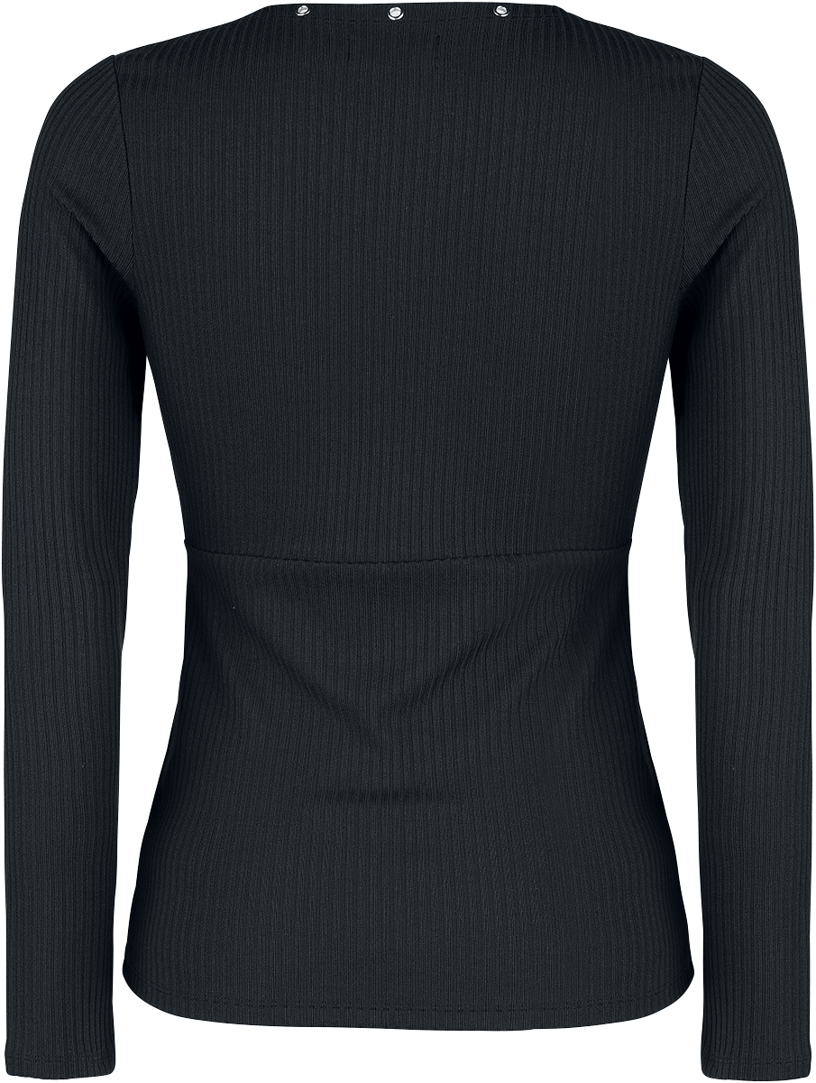 T-shirt manches longues  de Black Premium by EMP - Haut Manches Longues Noir Avec Œillets & Col En V - S à 5XL - pour Femme - noir - Black Premium by EMP - View 2