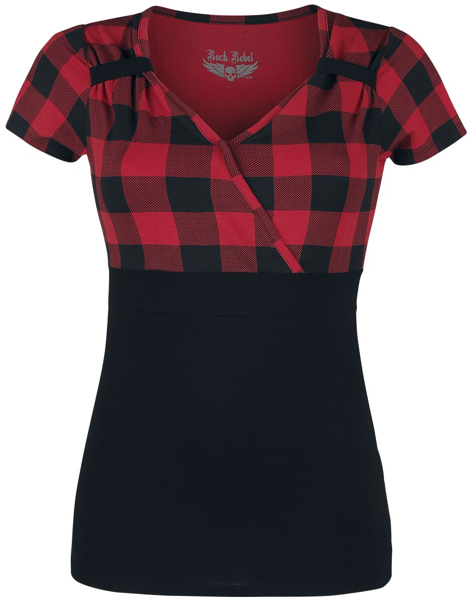 T-Shirt Manches courtes  de Rock Rebel by EMP - T-Shirt Look Rockabilly Noir/Rouge - S à 5XL - pour Femme - noir/bordeaux - Rock Rebel by EMP