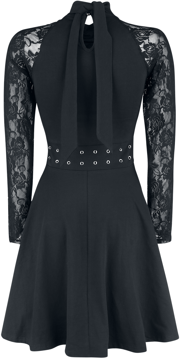 Robe mi-longue Gothic de Gothicana by EMP - Robe Dentelle Retroussée - S à XXL - pour Femme - noir - Gothicana by EMP - View 2