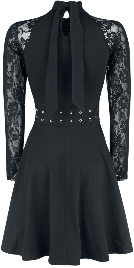 Robe mi-longue Gothic de Gothicana by EMP - Robe Dentelle Retroussée - S à XXL - pour Femme - noir - Gothicana by EMP - View 2