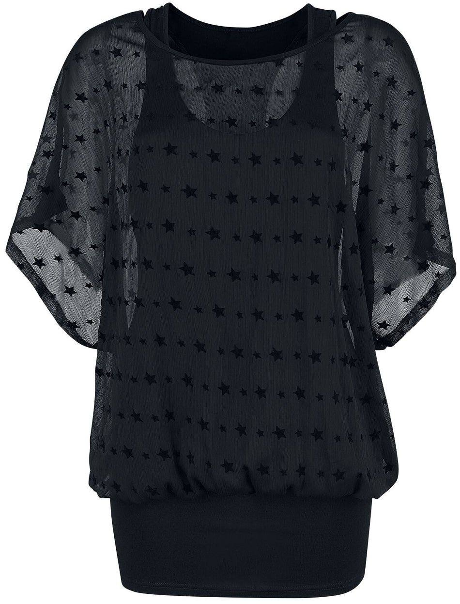 T-Shirt Manches courtes Gothic de Forplay - T-shirt Double Épaisseur Étoiles - S à XXL - pour Femme - noir - Forplay