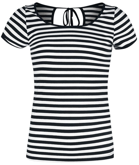 T-Shirt Manches courtes Rockabilly de Forplay - T-shirt Rayé - S à XXL - pour Femme - noir/blanc - Forplay